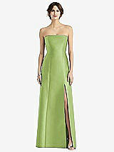 Front View Thumbnail - Mojito Strapless Satin Trumpet Gown with Front Slit