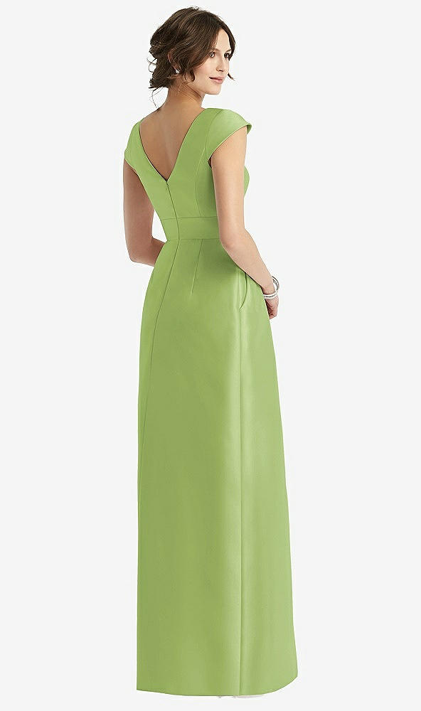 Back View - Mojito Cap Sleeve Pleated Skirt Dress with Pockets