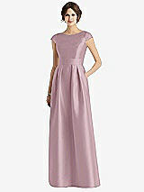 Front View Thumbnail - Dusty Rose Cap Sleeve Pleated Skirt Dress with Pockets