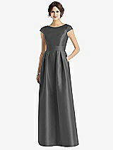 Front View Thumbnail - Pewter Cap Sleeve Pleated Skirt Dress with Pockets