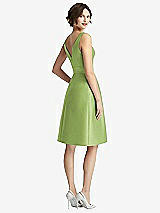 Rear View Thumbnail - Mojito V-Neck Pleated Skirt Cocktail Dress with Pockets
