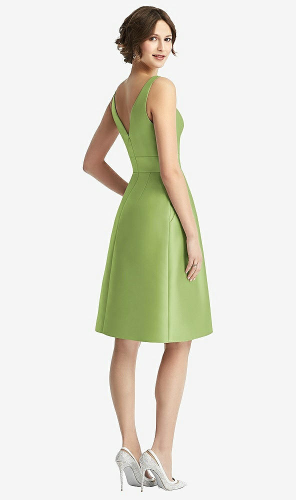 Back View - Mojito V-Neck Pleated Skirt Cocktail Dress with Pockets