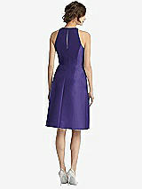 Rear View Thumbnail - Grape High-Neck Satin Cocktail Dress with Pockets