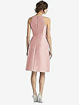 Rear View Thumbnail - Rose High-Neck Satin Cocktail Dress with Pockets