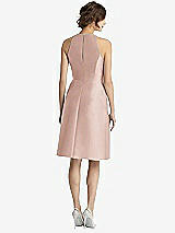 Rear View Thumbnail - Toasted Sugar High-Neck Satin Cocktail Dress with Pockets