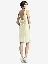 Front View Thumbnail - Butter Yellow Bow Open-Back Satin Cocktail Dress with Front Slit