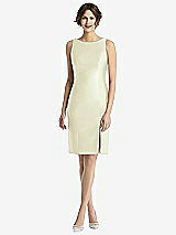 Rear View Thumbnail - Butter Yellow Bow Open-Back Satin Cocktail Dress with Front Slit