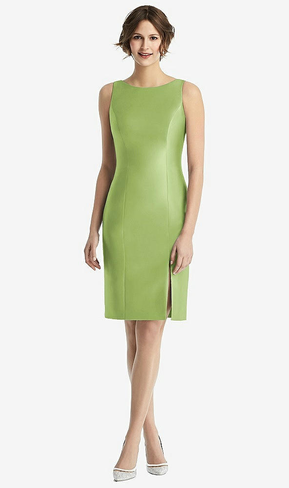 Back View - Mojito Bow Open-Back Satin Cocktail Dress with Front Slit