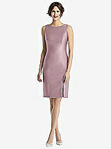 Rear View Thumbnail - Dusty Rose Bow Open-Back Satin Cocktail Dress with Front Slit
