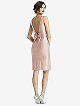 Front View Thumbnail - Toasted Sugar Bow Open-Back Satin Cocktail Dress with Front Slit