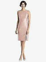 Rear View Thumbnail - Toasted Sugar Bow Open-Back Satin Cocktail Dress with Front Slit
