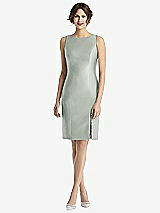 Rear View Thumbnail - Willow Green Bow Open-Back Satin Cocktail Dress with Front Slit