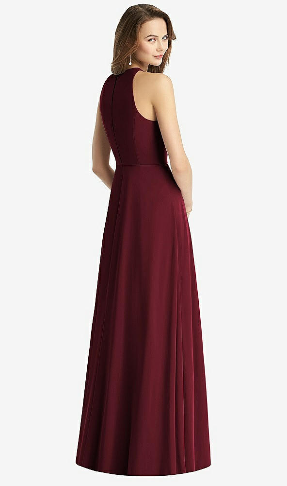 Back View - Cabernet Sleeveless Halter Chiffon Maxi Dress