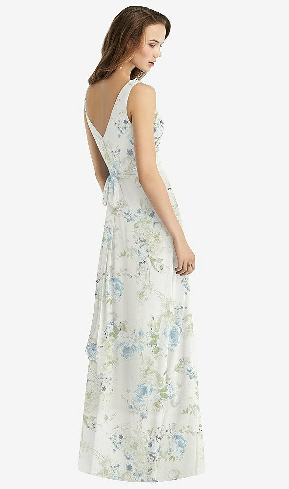 Back View - Bleu Garden Sleeveless V-Neck Chiffon Wrap Dress