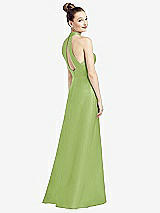 Front View Thumbnail - Mojito High-Neck Cutout Satin Dress with Pockets