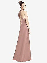 Front View Thumbnail - Neu Nude High-Neck Cutout Satin Dress with Pockets