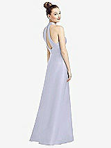 Front View Thumbnail - Silver Dove High-Neck Cutout Satin Dress with Pockets