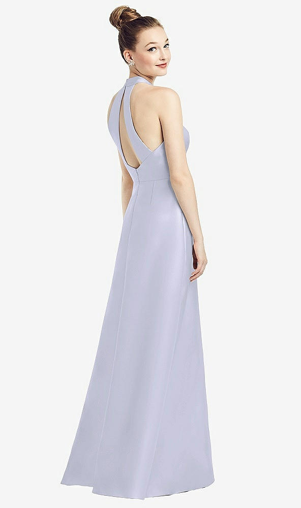 Front View - Silver Dove High-Neck Cutout Satin Dress with Pockets