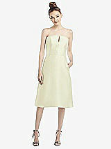 Front View Thumbnail - Butter Yellow Strapless Notch Satin Cocktail Dress with Pockets