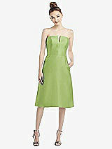 Front View Thumbnail - Mojito Strapless Notch Satin Cocktail Dress with Pockets