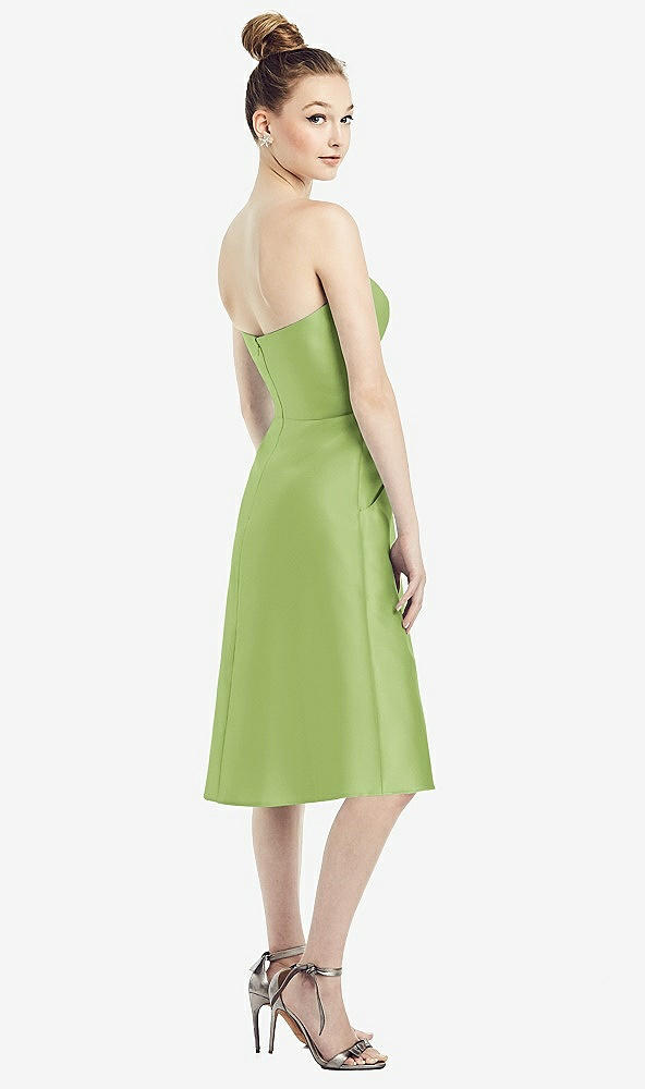 Back View - Mojito Strapless Notch Satin Cocktail Dress with Pockets