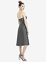 Rear View Thumbnail - Gunmetal Strapless Notch Satin Cocktail Dress with Pockets