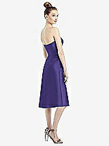 Rear View Thumbnail - Grape Strapless Notch Satin Cocktail Dress with Pockets
