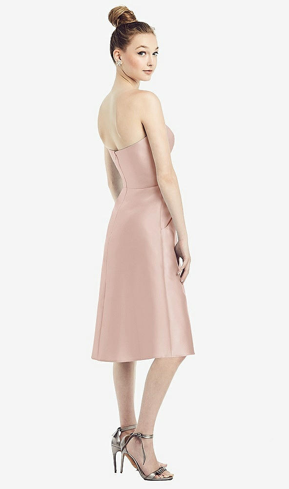 Back View - Toasted Sugar Strapless Notch Satin Cocktail Dress with Pockets