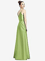 Rear View Thumbnail - Mojito Draped Wrap Satin Maxi Dress with Pockets
