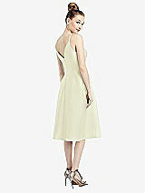 Rear View Thumbnail - Butter Yellow Draped Faux Wrap Cocktail Dress with Pockets