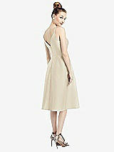 Rear View Thumbnail - Champagne Draped Faux Wrap Cocktail Dress with Pockets