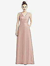 Front View Thumbnail - Toasted Sugar Sleeveless V-Neck Satin Dress with Pockets