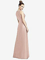 Rear View Thumbnail - Toasted Sugar Sleeveless V-Neck Satin Dress with Pockets