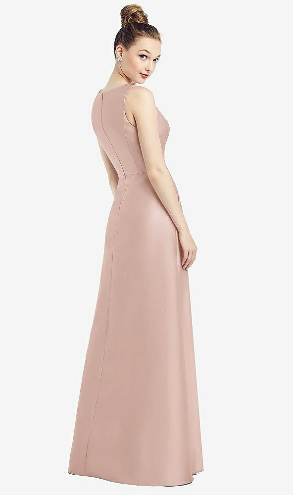 Back View - Toasted Sugar Sleeveless V-Neck Satin Dress with Pockets