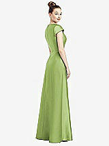 Rear View Thumbnail - Mojito Cap Sleeve V-Neck Satin Gown with Pockets
