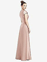 Rear View Thumbnail - Toasted Sugar Cap Sleeve V-Neck Satin Gown with Pockets