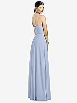 Rear View Thumbnail - Sky Blue Spaghetti Strap Chiffon Maxi Dress with Jeweled Sash