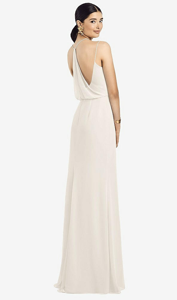 Front View - Ivory Draped Blouson Back Chiffon Maxi Dress