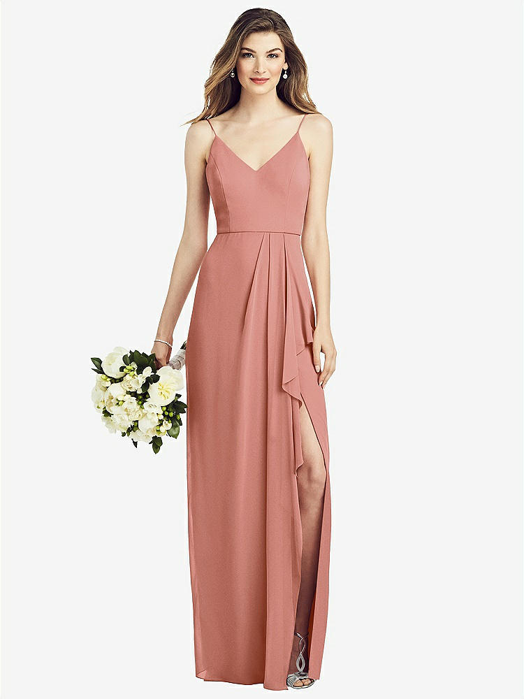 Draped Blouson Back Chiffon Maxi Bridesmaid Dress In
