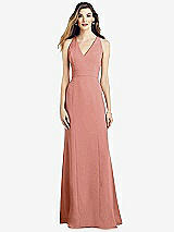 Front View Thumbnail - Desert Rose V-Neck Keyhole Back Crepe Trumpet Gown