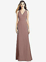Front View Thumbnail - Sienna V-Neck Keyhole Back Crepe Trumpet Gown