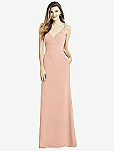 Front View Thumbnail - Pale Peach V-Back Spaghetti Strap Maxi Dress with Pockets