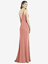 Rear View Thumbnail - Desert Rose V-Back Spaghetti Strap Maxi Dress with Pockets