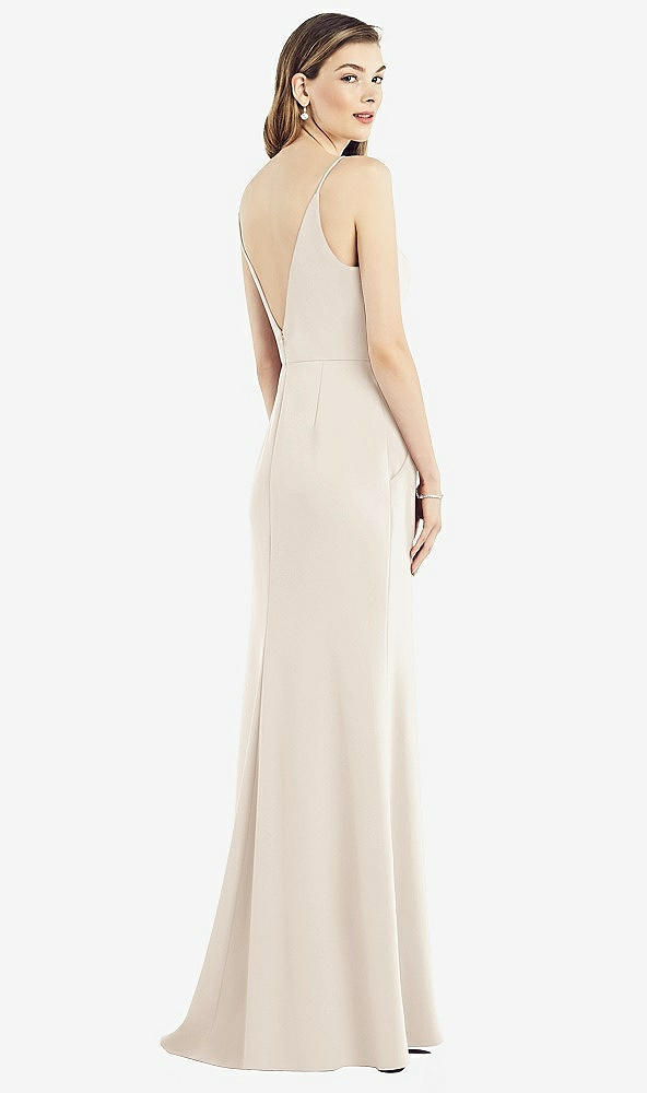 Back View - Oat V-Back Spaghetti Strap Maxi Dress with Pockets