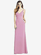 Front View Thumbnail - Powder Pink V-Back Spaghetti Strap Maxi Dress with Pockets