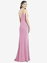 Rear View Thumbnail - Powder Pink V-Back Spaghetti Strap Maxi Dress with Pockets