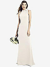 Rear View Thumbnail - Ivory Bow-Neck Open-Back Trumpet Gown