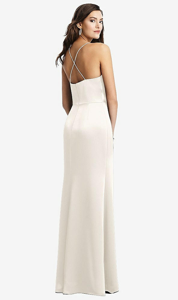 Back View - Ivory Cowl-Neck Criss Cross Back Slip Dress
