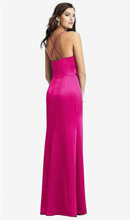 Cowl-neck Criss Cross Back Slip Bridesmaid Dress In Think