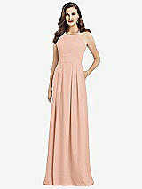 Front View Thumbnail - Pale Peach Criss Cross Back Crepe Halter Dress with Pockets